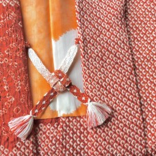 HAORI FEMME JAPONAIS ROUGE EN SOIE SHIBORI  007-101 (L-LL)
