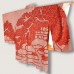 HAORI FEMME JAPONAIS ROUGE EN SOIE SHIBORI  007-101 (L-LL)