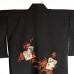 HAORI FEMME NOIR EN SOIE À MOTIF FLORAL ORANGE 007-106 (M)