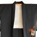 HAORI FEMME NOIR EN SOIE À MOTIF FLORAL ORANGE 007-106 (M)