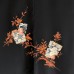 HAORI FEMME NOIR EN SOIE À MOTIF FLORAL ORANGE 007-106 (M)