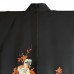HAORI FEMME NOIR EN SOIE À MOTIF FLORAL ORANGE 007-106 (M)