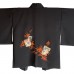HAORI FEMME NOIR EN SOIE À MOTIF FLORAL ORANGE 007-106 (M)
