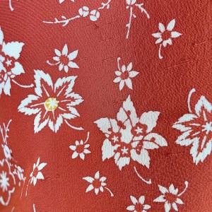 KIMONO DE VILLE EN SOIE ROUGE & IMPRIMÉ BLANC 007-117 (M)