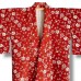 KIMONO FEMME SOIE ROUGE IMPRIMÉ BLANC 007-117 (M)