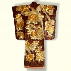 UCHIKAKE: TENUE DE MARIAGE JAPONAIS ACAJOU &OR 007-141