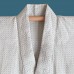 KIMONO HOMME ÉTÉ EN LIN BLANC & NOIR  007-149 (non doublé) (L-LL)