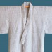 KIMONO HOMME ÉTÉ EN LIN BLANC & NOIR  007-149 (non doublé) (L-LL)