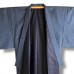 KIMONO HOMME BLEU UNI EN PONGÉ DE SOIE STRIÉ 007-156 (L)