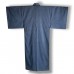 KIMONO HOMME BLEU UNI EN PONGÉ DE SOIE STRIÉ 007-156 (L)