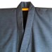 KIMONO HOMME BLEU UNI EN PONGÉ DE SOIE STRIÉ 007-156 (L)