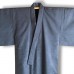 KIMONO HOMME BLEU UNI EN PONGÉ DE SOIE STRIÉ 007-156 (L)