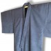 KIMONO HOMME BLEU UNI EN PONGÉ DE SOIE STRIÉ 007-156 (L)
