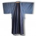 KIMONO HOMME BLEU UNI EN PONGÉ DE SOIE STRIÉ 007-156 (L)