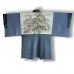 HAORI HABILLÉ BLEU MOUCHETÉ EN SOIE SAUVAGE 007-157 (LL)