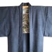 HAORI HABILLÉ BLEU MOUCHETÉ EN SOIE SAUVAGE 007-157 (LL)