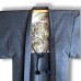 HAORI HABILLÉ BLEU MOUCHETÉ EN SOIE SAUVAGE 007-157 (LL)