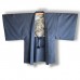 HAORI HABILLÉ BLEU MOUCHETÉ EN SOIE SAUVAGE 007-157 (LL)