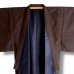 KIMONO HOMME MARRON FONCÉ EN SOIE TSUMUGI 007-161