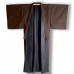 KIMONO HOMME MARRON FONCÉ EN SOIE TSUMUGI 007-161
