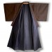KIMONO HOMME MARRON FONCÉ EN SOIE TSUMUGI 007-161