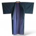 KIMONO CLASSIQUE BLEU-NUIT EN SOIE DOUBLÉ 007-179 (M)