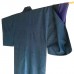KIMONO CLASSIQUE BLEU-NUIT EN SOIE DOUBLÉ 007-179 (M)