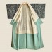 KIMONO FEMME VERT SOIE MOTIF VÉGÉTAL007-217