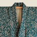 KIMONO FEMME VERT SOIE MOTIF VÉGÉTAL007-217