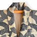 KIMONO FEMME BEIGE & NOIR EN SOIE 007-221