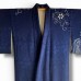 KIMONO EN SOIE BLEU ET MOTIFS SHIBORI BLANCS 007-4 (M)