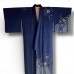 KIMONO EN SOIE BLEU ET MOTIFS SHIBORI BLANCS 007-4 (M)