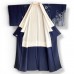 KIMONO EN SOIE BLEU ET MOTIFS SHIBORI BLANCS 007-4 (M)