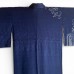 KIMONO EN SOIE BLEU ET MOTIFS SHIBORI BLANCS 007-4 (M)