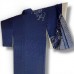 KIMONO EN SOIE BLEU ET MOTIFS SHIBORI BLANCS 007-4 (M)