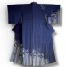 KIMONO EN SOIE BLEU ET MOTIFS SHIBORI BLANCS 007-4 (M)