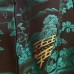 KIMONO FEMME VINTAGE NOIR & VERT EN SOIE 007-52 (M)