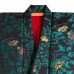 KIMONO FEMME VINTAGE NOIR & VERT EN SOIE 007-52 (M)