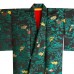 KIMONO FEMME VINTAGE NOIR & VERT EN SOIE 007-52 (M)