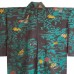 KIMONO FEMME VINTAGE NOIR & VERT EN SOIE 007-52 (M)