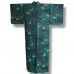 KIMONO FEMME VINTAGE NOIR & VERT EN SOIE 007-52 (M)