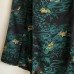 KIMONO FEMME VINTAGE NOIR & VERT EN SOIE 007-52 (M)
