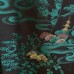 KIMONO FEMME VINTAGE NOIR & VERT EN SOIE 007-52 (M)