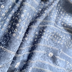 KIMONO BLEU ET BLANC EN SOIE MIXTE  007-6 (M)