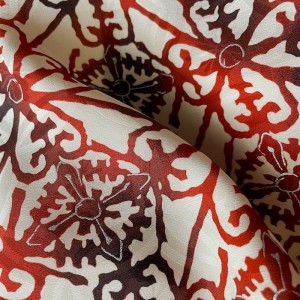 KIMONO FEMME VINTAGE ROUGE GRAPHIQUE EN SOIE 008-109 (M)