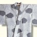 KIMONO FEMME ÉTÉ EN SOIE GRIS-BLEU EFFET PATCHWORK 008-276 (M) (non doublé)