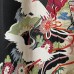 KIMONO VINTAGE NOIR EN SOIE & MOTIFS COLORÉS 008-359 (S)