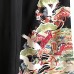 KIMONO VINTAGE NOIR EN SOIE & MOTIFS COLORÉS 008-359 (S)