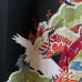 KIMONO VINTAGE NOIR EN SOIE & MOTIFS COLORÉS 008-359 (S)
