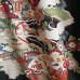 KIMONO VINTAGE NOIR EN SOIE & MOTIFS COLORÉS 008-359 (S)